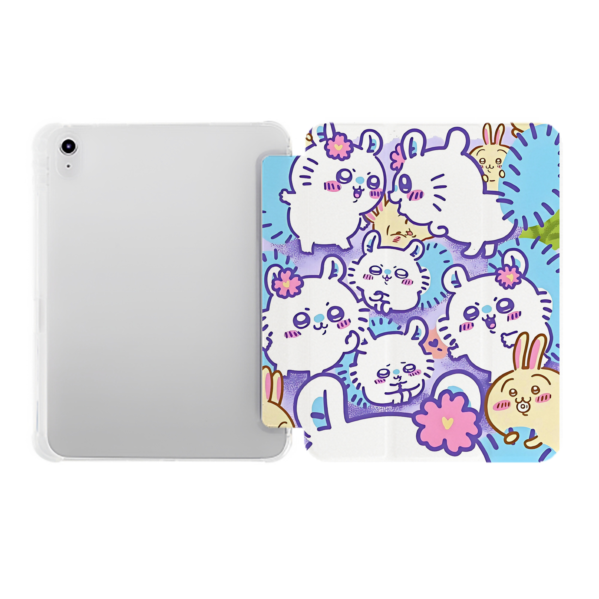 （画像用） ちいかわ Chii-kawa IPad ケース ペン収納付き 三つ折りスタンド PUレザー×シリコン 対応機種9.5/10.5/10.9インチ